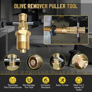 Olive Puller Not Damage The Pipe Olive Remover Ferrule Puller Corrosion-Resistant Compression Ring Removal Tool Suitable for Brass Pipes with Diameters of NPT 1/2" & NPT 3/4" Ferrule Removal Tool