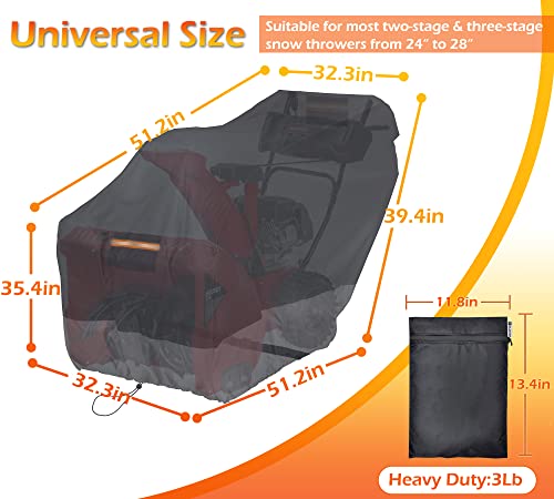 IC ICLOVER Snow Blower Cover, 600D, Two Stage Electric Snow Thrower Cover, Heavy Duty 600D Oxford Fabric Waterproof, Windproof, Sun UV Dust Proof, with Air Vent, Reflective Stripe Handle