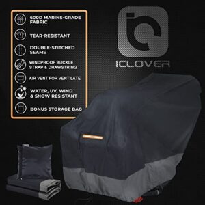 IC ICLOVER Snow Blower Cover, 600D, Two Stage Electric Snow Thrower Cover, Heavy Duty 600D Oxford Fabric Waterproof, Windproof, Sun UV Dust Proof, with Air Vent, Reflective Stripe Handle