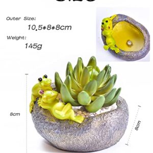 Novelty Cute Couple Frog Flowerpot with Drainer Garden Flowerpot Resin Succulent Potted Bonsai Plant Stand Home Desk Mini Ornaments Without Plants