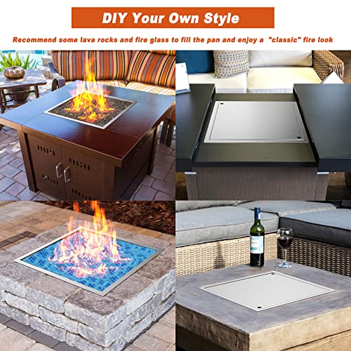 Skyflame 30" x 30" Square DIY Drop-in Firepit System Assembly Set with Stainless Steel Fire Pit Burner Pan, Burner Ring and Protective Cover, Fit for Both Natural Gas and Liquid Propane