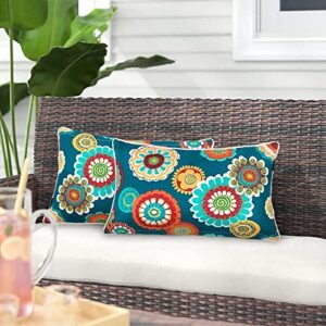 pack of 2 outdoor/indoor lumbar pillow case covers 12"x20", waterproof rectangular throw pillowcase shell christmas decorative cushion sham for patio garden tent couch - heronsbill turquoise green