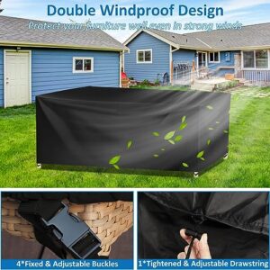 WANOCEAN Patio Furniture Covers Waterproof, Patio Table Cover Rectangle Outdoor 137" L x 102" W x 35" H 420D Oxford Fabric Dustproof with Storage Bag, Fits for Dining Square Table Sofa and Chair