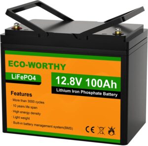 eco-worthy 12v 100ah lifepo4 battery with 15000 cycles, bms - for rv, marine, solar home off-grid system
