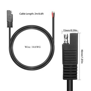 QIANRENON 14AWG SAE Connector Extension Cable SAE 2 Pin Single Plug Quick Connector Disconnect Plug SAE Automotive Extension Cord,for Motorcycle,Car,Tractor 3.3ft/1m