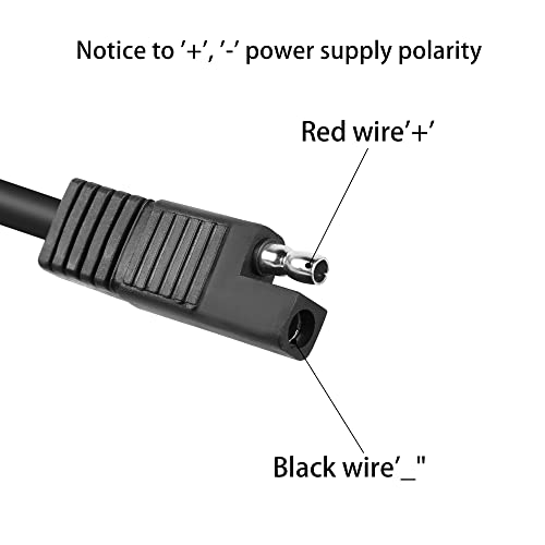 QIANRENON 14AWG SAE Connector Extension Cable SAE 2 Pin Single Plug Quick Connector Disconnect Plug SAE Automotive Extension Cord,for Motorcycle,Car,Tractor 3.3ft/1m