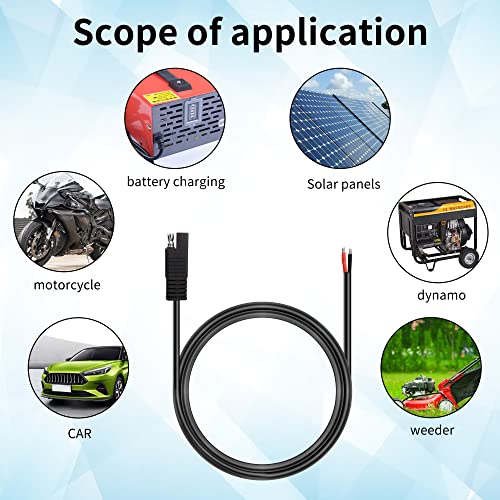 QIANRENON 14AWG SAE Connector Extension Cable SAE 2 Pin Single Plug Quick Connector Disconnect Plug SAE Automotive Extension Cord,for Motorcycle,Car,Tractor 3.3ft/1m