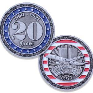 20 Years: Never Forget 9-11 Challenge Coin! 20 Years: Never Forget September 11th 2001. Limited Challenge Coin 2" Designed by Military Veterans