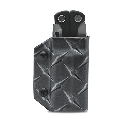 Clip & Carry Kydex Multitool Sheath for LEATHERMAN CHARGE - Made in USA (Multi-tool not included) EDC Multi Tool Sheath Holder Holster Cover (Diamond Plate)