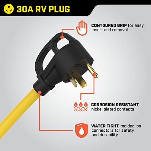 Champion Power Equipment 100827 Foot 30-Amp 125-Volt RV Generator Power Cord, (TT-30P to L5-30R)