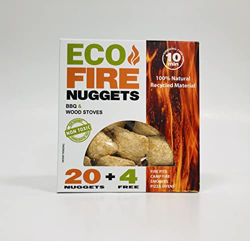 Trenton Gifts Eco Fire Nuggets. Lighting Fire Starters. Safe Natural and Made of 100% Recycled Material. 24 Nuggets