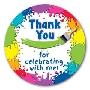 36 2.5-inch art paint party - rainbow colors - thank you favor stickers