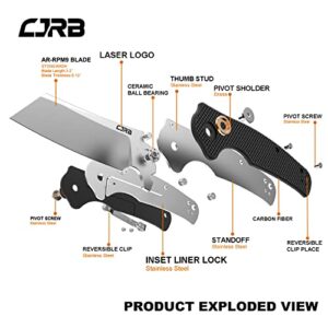 CJRB CUTLERY Folding Knife Crag (J1904) AR-RPM9 Powder Steel Blade Carbon Fiber Handle Pocket Knife EDC Knife