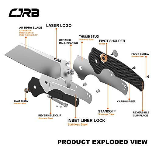 CJRB CUTLERY Folding Knife Crag (J1904) AR-RPM9 Powder Steel Blade Carbon Fiber Handle Pocket Knife EDC Knife