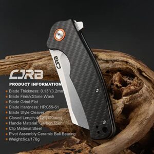 CJRB CUTLERY Folding Knife Crag (J1904) AR-RPM9 Powder Steel Blade Carbon Fiber Handle Pocket Knife EDC Knife