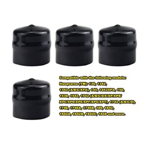 KINTLE 532104757 Rubber Wheel Axle Hub Caps Compatible with Husqvarna Huskee Poulan Crafstman Ryobi Roper Lawn Mower, Tractor, Snow Blower, Replaces 532175039 104757X 104757X428 175039 2118R (Black)