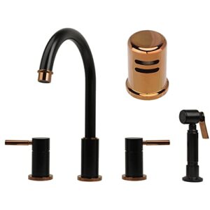 two tone two-handles widespread kitchen faucet with side spray and air gap- ak96866blrg