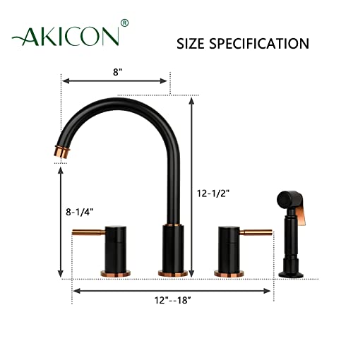 Two Tone Two-Handles Widespread Kitchen Faucet with Side Spray and Air Gap- AK96866BLRG