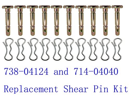 20 Pcs 738-04124A and 714-04040 Shear Pins and Cotter Pins for Cub Cadet MTD Troy Bilt Snow Throwers