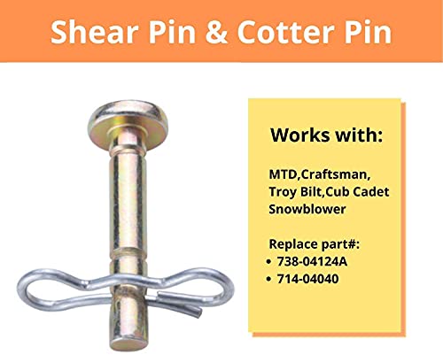 20 Pcs 738-04124A and 714-04040 Shear Pins and Cotter Pins for Cub Cadet MTD Troy Bilt Snow Throwers