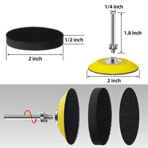 100PCS 2 Inch Sanding Discs Assorted 80-7000 Grits 2” Wet/Dry Sander Pads with 1/4” Shank Backing Plate and Hook & Loop Soft Foam Buffering Pad for Drill Grinder Rotary Tools Attachment