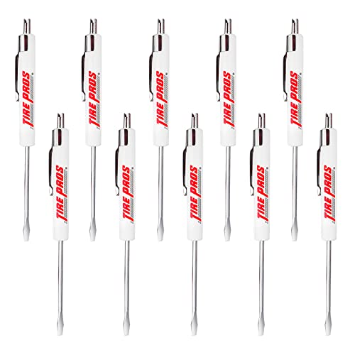 Tire Pros Pocket Screwdriver – 10-Pcs Mini Screwdriver Set with Schrader Valve Core – Dual-Sided Magnetic Precision Screwdriver with Removable Clip – Ideal for Technicians, Mechanics, Electricians