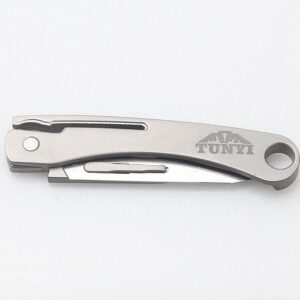 TUNYI Titanium Alloy Daily Mini Pocket Folding Utility Knife with 10 Replaceable Quick Change Blades, Ultra Compact and Lightweight