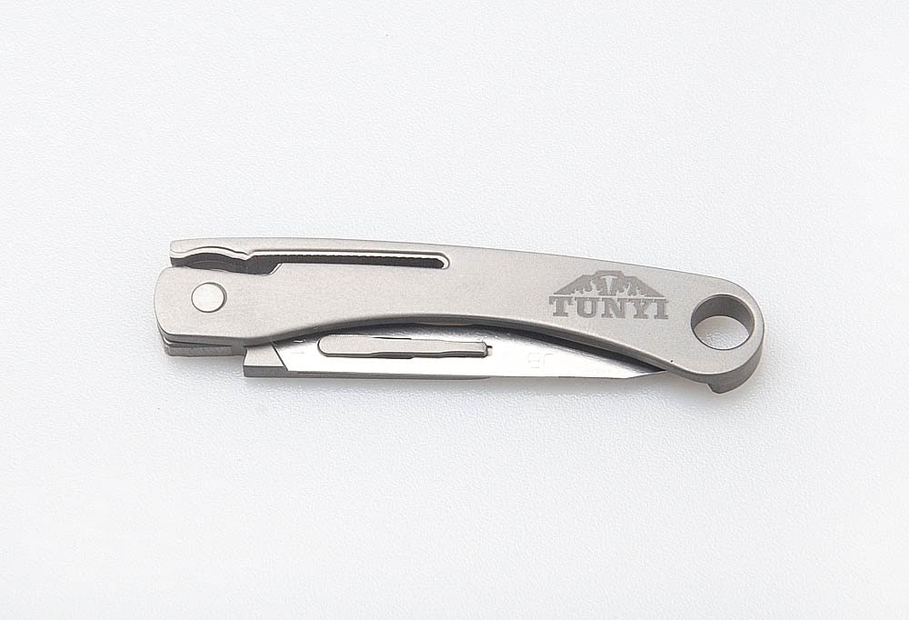 TUNYI Titanium Alloy Daily Mini Pocket Folding Utility Knife with 10 Replaceable Quick Change Blades, Ultra Compact and Lightweight