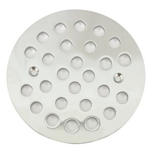 deokxz 4-1/4 inch screw-in round shower drain cover replacement floor filter, with screws (polished chrome)