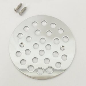 DEOKXZ 4-1/4 Inch Screw-In Round Shower Drain Cover Replacement Floor Filter, With Screws (Polished chrome)