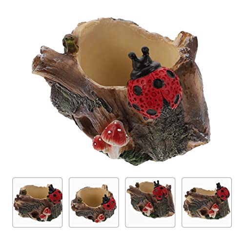 1pc Decorative Succulent Planter Wooden Log Succulent Pot Bonsai Planter Animal Pot Desktop Stand Pots Indoor Pots for Plants Desktop Flowerpot Flower Stand Resin to Climb