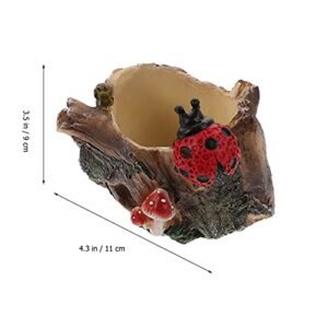 1pc Decorative Succulent Planter Wooden Log Succulent Pot Bonsai Planter Animal Pot Desktop Stand Pots Indoor Pots for Plants Desktop Flowerpot Flower Stand Resin to Climb