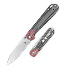 kizer ppy edc knife, 3.3" 154cm steel blade and micarta handle folding knife for everyday carry, v3587c1