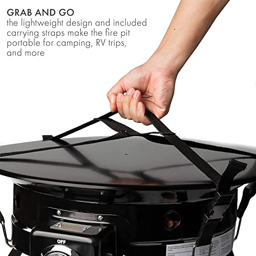 Mazatzal 20" Upgrade Portable Propane Fire Pit 52,000 BTU Outdoor Smokeless Gas Firepit Mini Electric Fire Pits for Outside Camping Campfire RV Backyard Deck Patio with Lid & Strap Lava Rock Stone