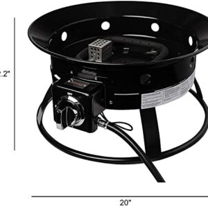 Mazatzal 20" Upgrade Portable Propane Fire Pit 52,000 BTU Outdoor Smokeless Gas Firepit Mini Electric Fire Pits for Outside Camping Campfire RV Backyard Deck Patio with Lid & Strap Lava Rock Stone