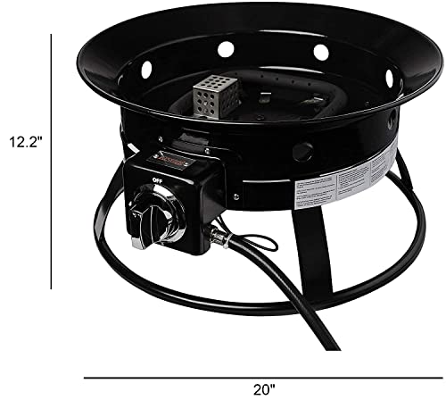 Mazatzal 20" Upgrade Portable Propane Fire Pit 52,000 BTU Outdoor Smokeless Gas Firepit Mini Electric Fire Pits for Outside Camping Campfire RV Backyard Deck Patio with Lid & Strap Lava Rock Stone