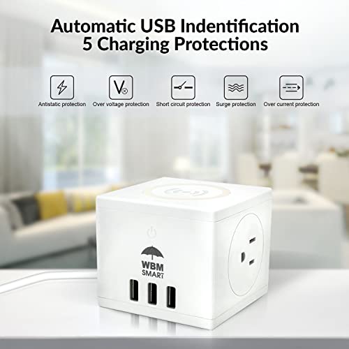 WBM Smart USB Power Strip with Wireless Charger,PG-02A-1