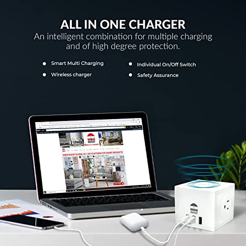 WBM Smart USB Power Strip with Wireless Charger,PG-02A-1