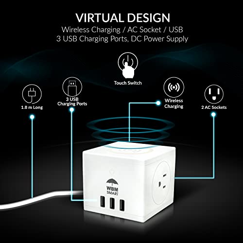 WBM Smart USB Power Strip with Wireless Charger,PG-02A-1