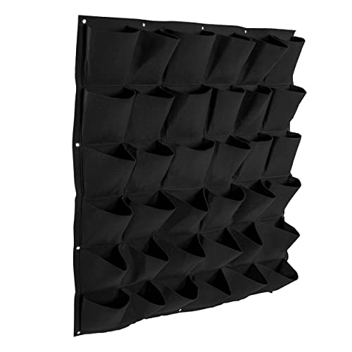 7Penn 36 Pocket Vertical Planter, Black - 38in x 38in Felt Vertical Wall Planter Outdoor Herb Vegetable Hanging Garden