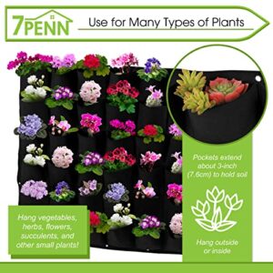 7Penn 36 Pocket Vertical Planter, Black - 38in x 38in Felt Vertical Wall Planter Outdoor Herb Vegetable Hanging Garden
