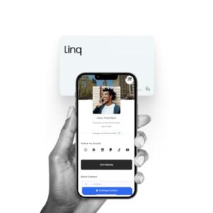 linq digital business card - smart nfc contact and networking card (classic - white)