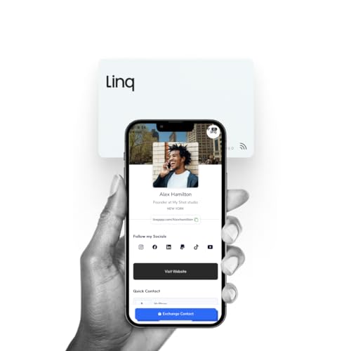 Linq Digital Business Card - Smart NFC Contact and Networking Card (Classic - White)