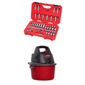 craftsman mechanics tool set, sae/metric, 3/8-inch drive with 2.5 gallon 1.75 peak hp wet/dry vac and filter bags