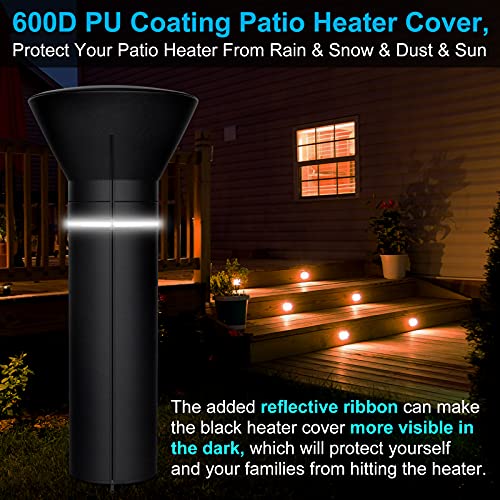 [2 Pack] Patio Heater Cover, 600D Oxford Fabric Outdoor Heater Cover with Waterproof Zipper and Reflective Ribbon, PU Coating & Anti-UV & Snow-proof & Dust-proof Garden Cover, 89''H x 33"D x 19"B