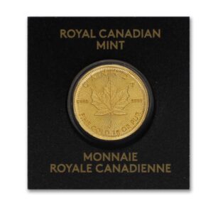 2014 - present (random year) ca 1 gram .9999 canadian gold maple leaf coin brilliant uncirculated with a certificate of authenticity 50c bu