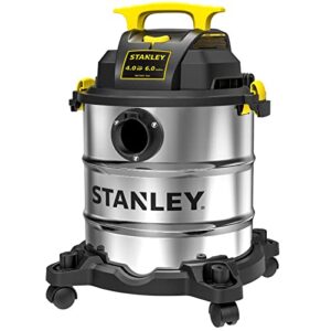 stanley 6 gallon wet dry vacuum, 4 peak hp stainless steel 3 in 1 shop vacuum with blower, multifunctional vacuum cleaner for home, jobsite, garage, basement, model: sl18116