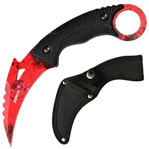 dispatch karambit knife fixed blade tactical camping tool, outdoor hunting knife with sheath and cord, suitable for hiking, adventure, survival, collection