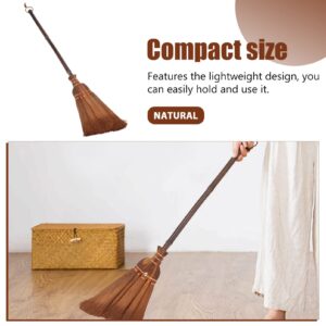 Kids Broom Toy Natural Straw Broom Wooden Handle Broom for Indoor Outdoor Daily Floors Cleaning Tool