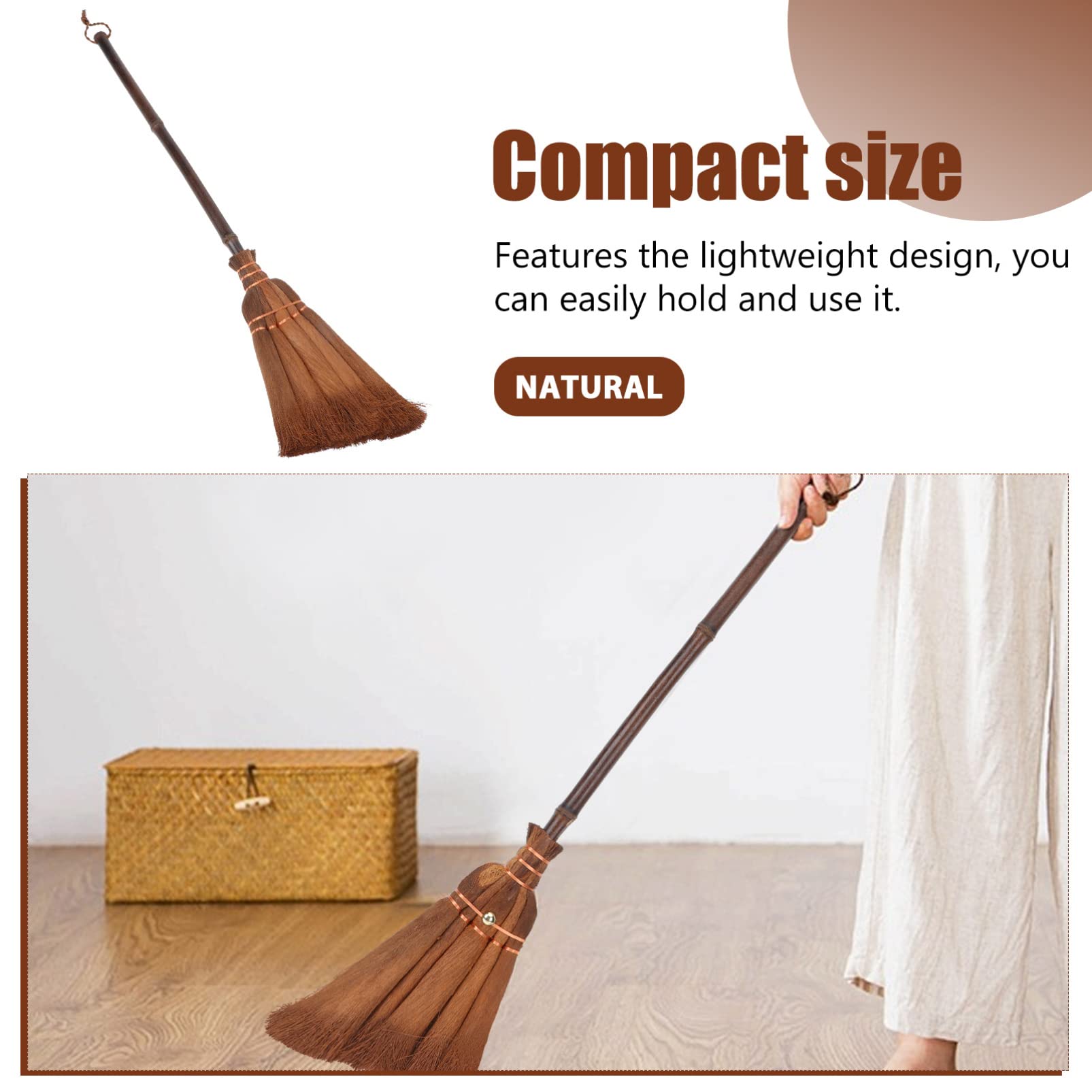 Kids Broom Toy Natural Straw Broom Wooden Handle Broom for Indoor Outdoor Daily Floors Cleaning Tool